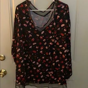 Long sleeve top with mesh at top and bottom